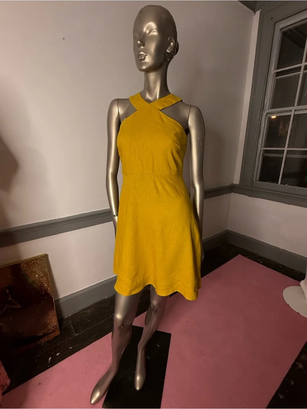 Women's Ann Taylor Factory Yellow Halter Mini Dress Size 2